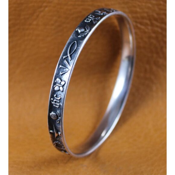 Retired James Avery Christian Symbols Bangle Bracelet Sterling Silver - READ - Picture 1 of 9